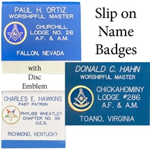 Masonic Slip-on Pocket Name Badge w/ Disc Emblem- 3" x 2 3/4"
